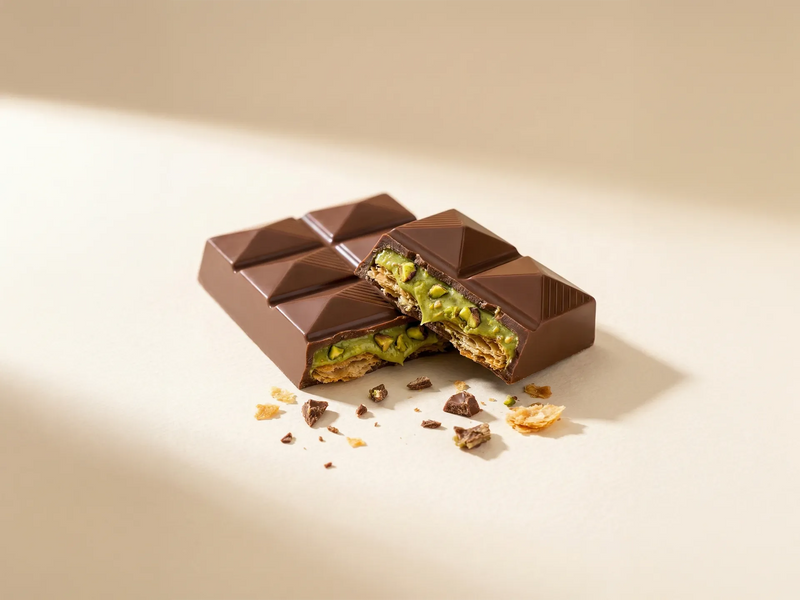 Dubai pistache chocolade reep met romige pistache vulling